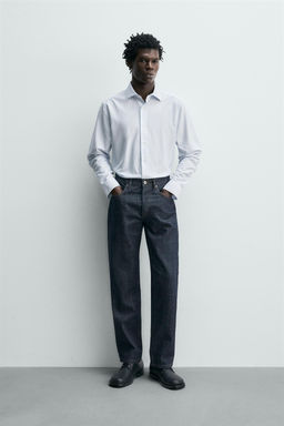 CAMISA REGULAR FIT / Blanco / Celeste