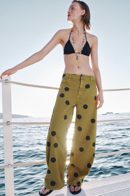 JEANS ZW COLLECTION BARREL TIRO MEDIO LUNARES / Khaki