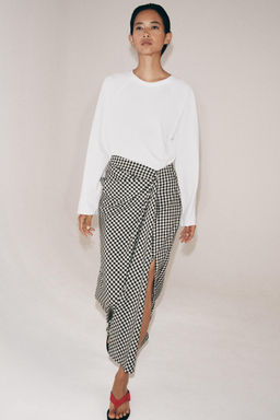 DRAPED GINGHAM SKIRT - Zara фото 13