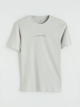 Bisiklet Yaka Yaz? Bask?l? Penye Erkek Ti??rt