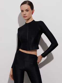 CONTE Укороченный спортивный джемпер в рубчик на молнии LJ 2750 black - Conte elegant фото 2