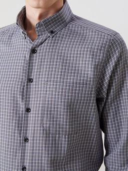 Regular Fit Uzun Kollu Ekose Gabardin Erkek G?mlek