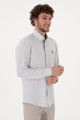 Erkek Gri _izgili Beyaz G_mlek Sepette S_rpriz _ndirim - U.s. polo assn фото 3