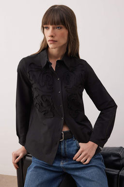 Beyaz Dokulu Oversize Dokuma Gomlek TWOAW26GO00019 - Trendyolmilla фото 9