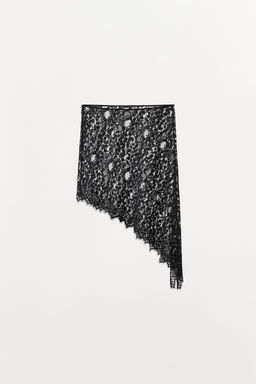 ASYMMETRIC LACE MIDI SKIRT - Zara фото 9