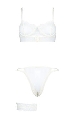 TRENDYOLMILLA Bride Beyaz Dantelli Bacak Bantl? Ip Ask?l? Kaps?z Orme Ic Camas?r? Tak?m? THMSS24CC00023  фото 9