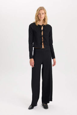 Широкие брюки Широкие брюки Базовые прямые мятые брюки с гибкой талией - Defacto фото 3