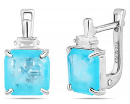 Серьги, турмалин лазурный выращ., Хит