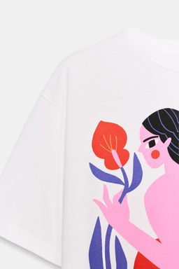 CAMISETA MANGA CORTA ESTAMPADO AGUSTINA SHUAN / Blanco - Zara фото 6