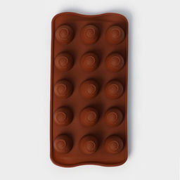 Цена за 2 шт. Форма для конфет и шоколада Доляна Рондо, силикон, 21?10.5?3 см, 15 ячеек, коричневая фото 4