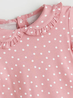 Bebe Yaka Puantiyeli K?z Bebek ??t??tl? Body