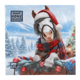 Салфетки бумажные "Bouquet Home Collection Classic" 33х33см, 3-х слойные, 20 штук в упаковке, 100% целлюлоза, "Красавица лошадка" (Россия)