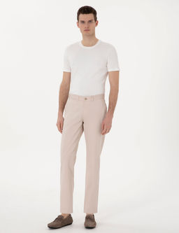 Bej Regular Fit Basic Kanvas Pantolon