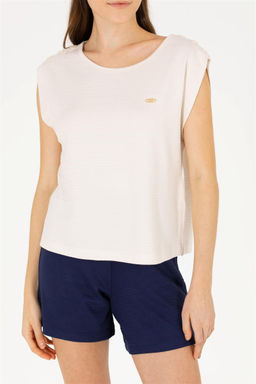 Женская кремовая футболка без рукавов с круглым вырезом Неожиданная скидка в корзине - U.s. polo assn фото 6