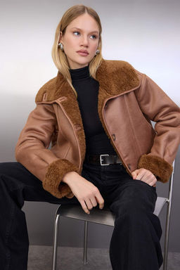 Camel Oversize Kal?p Pelus Detayl? Suet Mont TWOAW26MO00073 - Trendyolmilla фото 4