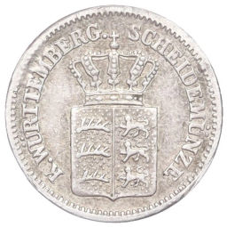 Монета 1 крейцер 1872 года Вюртемберг