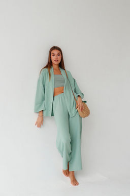 9363 Костюм из кимоно и брюк-палаццо в цвете мята - Martichelli фото 4