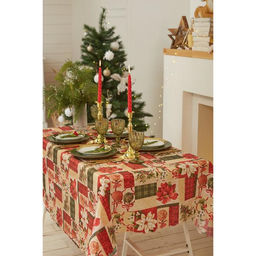 Скатерть новогодняя Доляна Новогодние игрушки 145*180 +/- 2 см, 100% п/э  фото 5