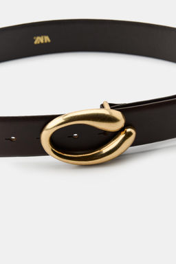 LEATHER BELT WITH OVAL BUCKLE - Zara фото 3
