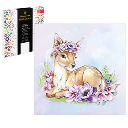 Алмазная мозаика (набор для творчества) арт. 62394 / 20 ОЛЕНЕНОК В ЦВЕТАХ, размер: 30*30 см, (22 цв