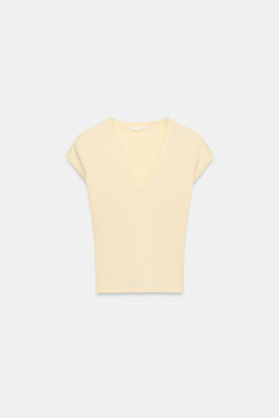 CAMISETA ESCOTE PICO / Amarillo - Zara фото 6