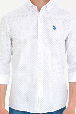 U. S. Polo Assn Мужская белая рубашка с принтом Saks - U.s. polo assn фото 6