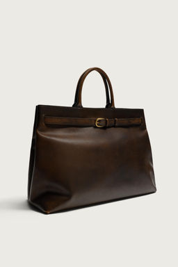 BOLSO DE MANO PIEL / Marr?n - Zara фото 14