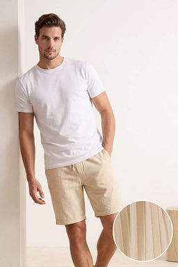 Bej Normal Kal_p/Regular Fit %100 Pamuklu Dokulu Boru Pa_a Erkek Dokuma _ort&Bermuda TMNSS26SR00010