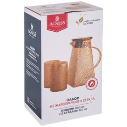 Набор Agness кувшин 1.2 л и 2 стакана 300 мл фото 2