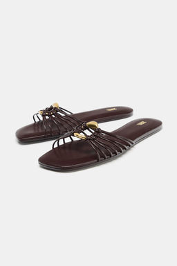 SANDALIA PLANA ADORNO MET?LICO / Marr?n - Zara фото 4