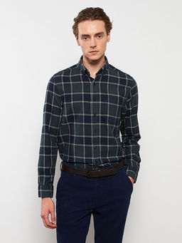 Regular Fit Uzun Kollu Ekose Gabardin Erkek G?mlek