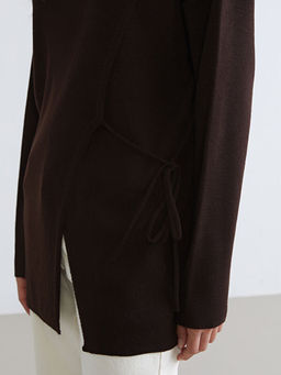 Bisiklet Yaka Ba?lama Detayl? Kad?n Triko Tunik