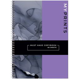 Тетрадь 80л. А4 тв. обложка, на спирали BG "My prints" клетка (ТТ4гр80_лм 11229)