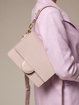 Сумка кожаная через плечо Deboro 30574 розовый дым