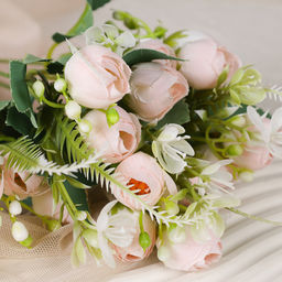 Цветок искусственный Букет роз 31 см / BR-31 /уп 1200/ (Бежевый) - ГалеонТрейд фото 10