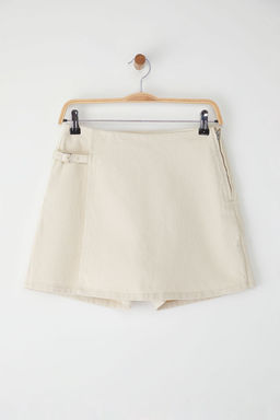 Trendyolmilla Ekru Aksesuar Detayl? Yuksek Bel Denim Sort Etek TWOSS25SR00200  фото 6