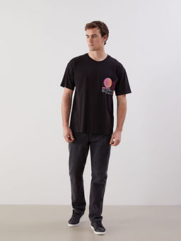 Bisiklet Yaka Bask?l? Erkek Ti??rt