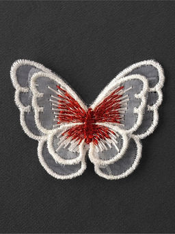 Аппликация для одежды «Бабочка», текстильная, 5×4 см, 10 шт., красная, белая