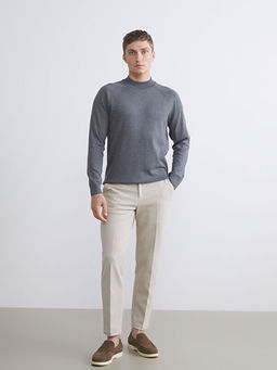 Yar?m Bal?k?? Yaka Uzun Kollu Erkek Triko Kazak