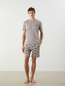 Standart Kal?p Erkek ?ortlu Pijama Tak?m?