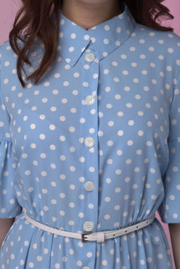 Платье ANELLI 713 голубой/горох фото 2