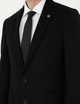 Siyah Y_n Kar___ml_ Ex. Slim Fit Ceket