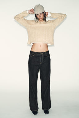 CABLE-KNIT JUMPER WITH JEWEL NECKLINE - Zara фото 2