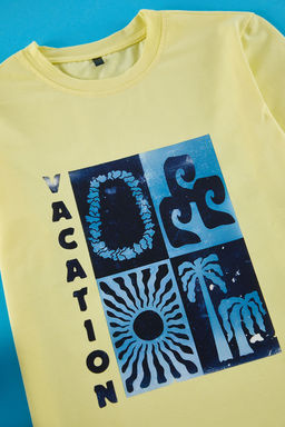 Sar? Erkek Cocuk PamukluSlogan Bask?l? Regular/Normal Kal?p K?sa Kol Orme T-Shirt TKDSS25TS00058 - Trendyolmilla фото 2