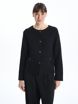 Bisiklet Yaka Dokulu Kad?n T?vit Ceket