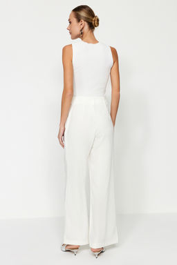 TRENDYOLMILLA Ekru Yuksek Bel Wide Leg Genis Paca Dokuma Pantolon TWOAW24PL00332 фото 5