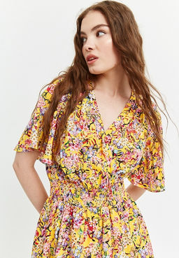 Платье мини со свободными короткими рукавами