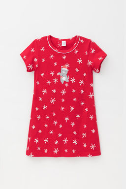 К 1159-1/первые снежинки на красном сорочка для дев