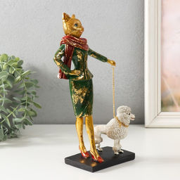 Фигурка полистоун «Мадмуазель Кошка выгуливает пуделя», 13.5×7.5×24.5 см
