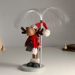 Интерьерная кукла текстильная свет Лосик девочка в клетчатой кофте, серой юбке, у фонаря, 17?17?43.5 см - Simaland фото 5